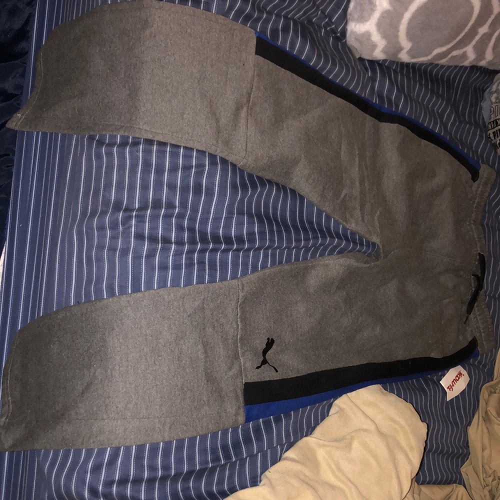 Kids Grey Striped Puma Track Pants